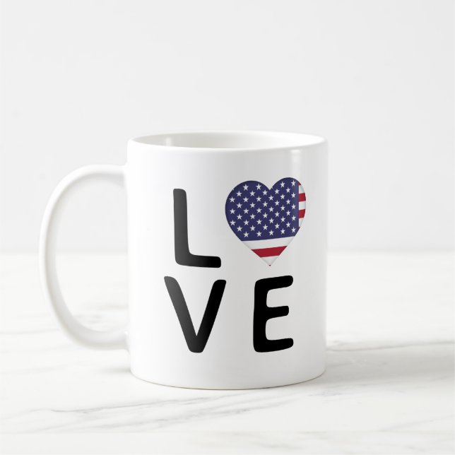 Kärlek - Förenta staterna Flagga Kaffemugg (Vänster)