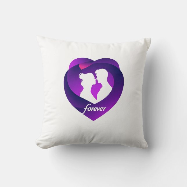 Kärlek Forever Lila Heart Kudde (Framsida)