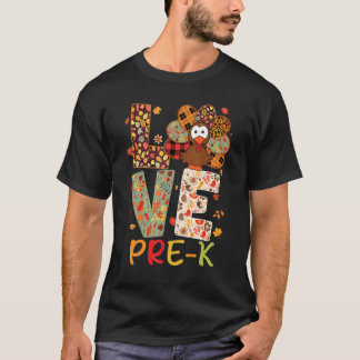 Kärlek Förskola Kalkon Leopard Glad Thanksgiving F T Shirt