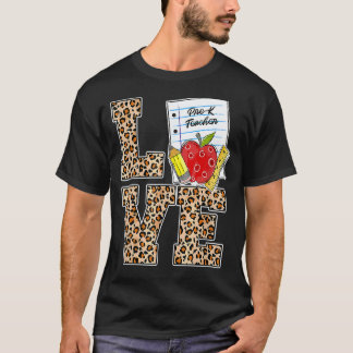Kärlek Förskola Lärar Tacksamhet Leopard Tillbaka  T Shirt