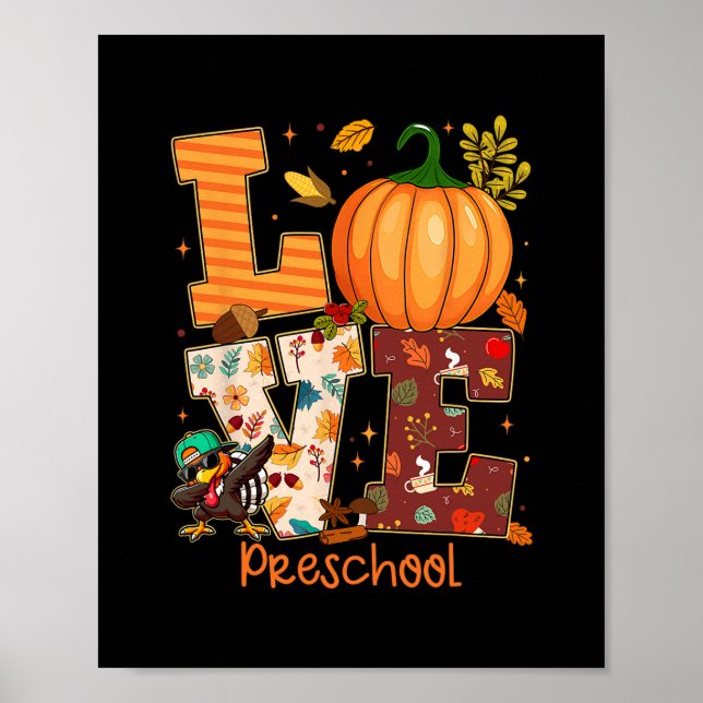 Kärlek Förskolelärare Turkiet Thanksgiving Höst  Poster (Framsidan)