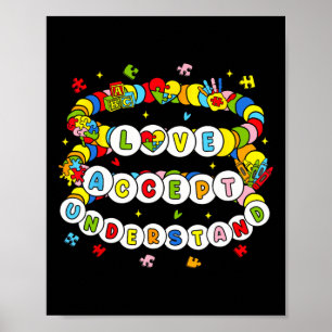 Kärlek förståelse för autism accepterar autism poster