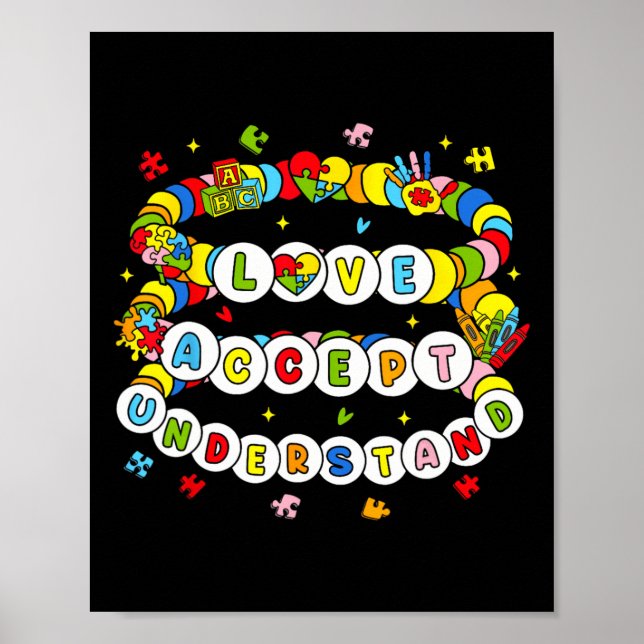 Kärlek förståelse för autism accepterar autism poster (Framsidan)