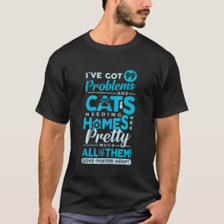 Kärlek Foster adopterar katter med citattecken Dju T Shirt