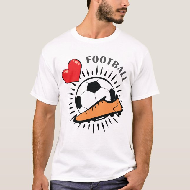 Kärlek Fotboll Design T Shirt (Framsida)