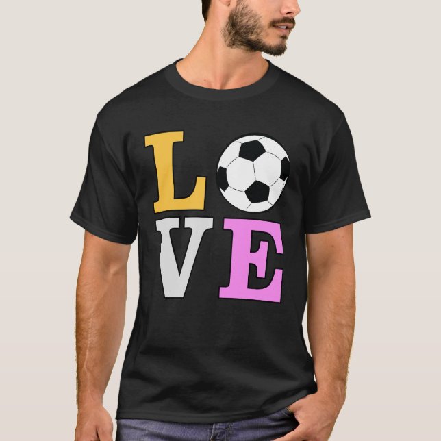 Kärlek Fotboll - Färgrik version 2 T Shirt (Framsida)