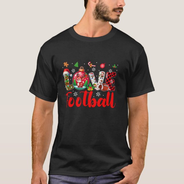 KÄRLEK-fotbollens julklapp - luddig spelarfärgfull T Shirt (Framsida)