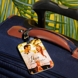 Kärlek fotoadd namn est. Datum år bröllop par Bagagebricka