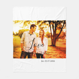 Kärlek fotoadd namn est. Datum år bröllop par Fleecefilt