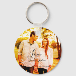 Kärlek fotoadd namn est. Datum år bröllop par Nyckelring
