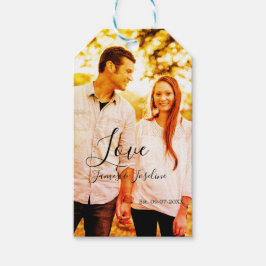 Kärlek fotoadd namn est. Datum år bröllop par Presentetikett