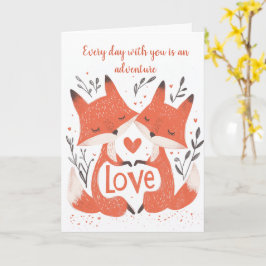 Kärlek Foxes och Big Heart Valentines day Kort