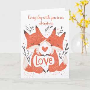 Kärlek Foxes och Big Heart Valentines day Kort