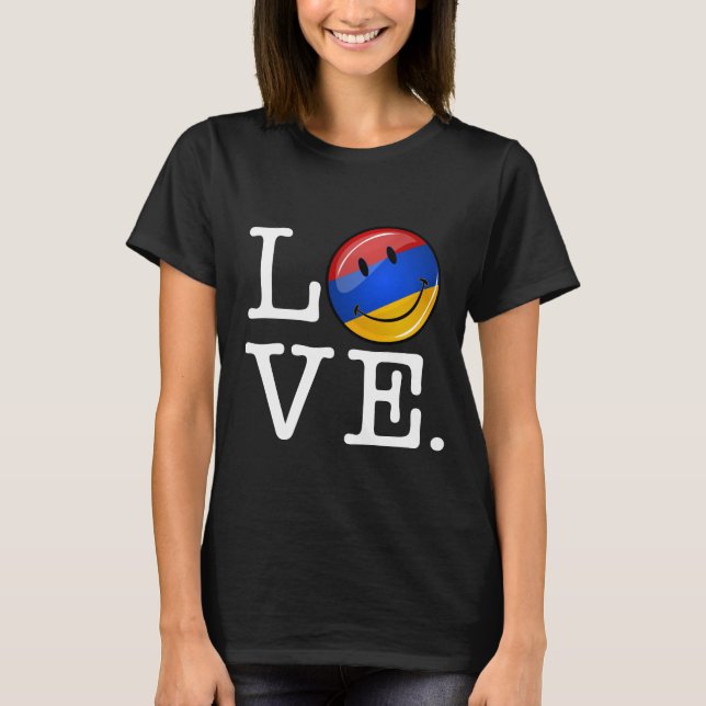 Kärlek från Armenien Smildrande Flagga T Shirt (Framsida)