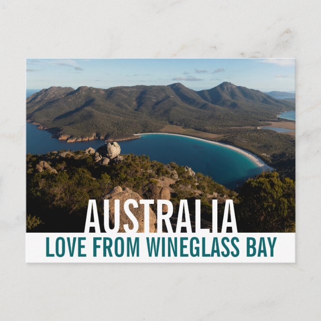 Kärlek från Australien Tasmania Wineglass Bay Vykort (Framsida)