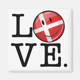 Kärlek från Danmark som ler Flagga Magnet