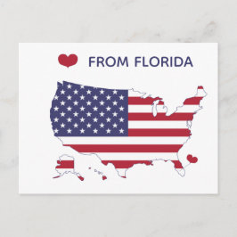 Kärlek från Florida - State Pride - US Flagga Vykort