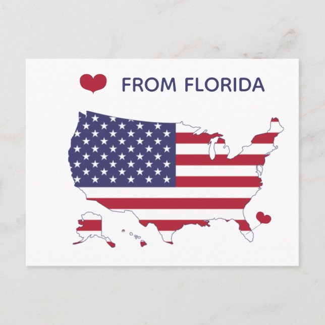Kärlek från Florida - State Pride - US Flagga Vykort (Framsida)