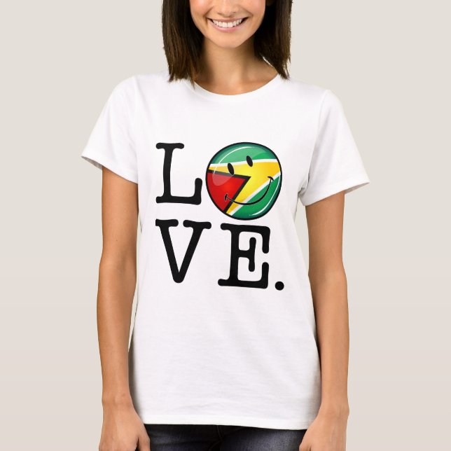 Kärlek från Guyana Smiling Guyanese Flagga T-shirt (Framsida)