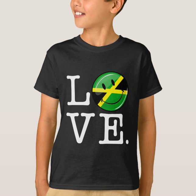 Kärlek från Jamaica Smiling Flagga Tee (Framsida)