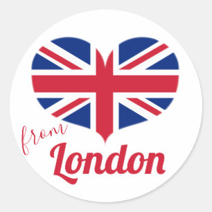 Kärlek från London Hjärtformade UK Flagga Union Runt Klistermärke