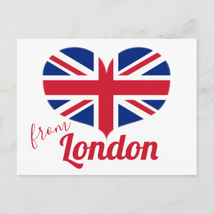 Kärlek från London   Hjärtformade UK Flagga Union  Vykort