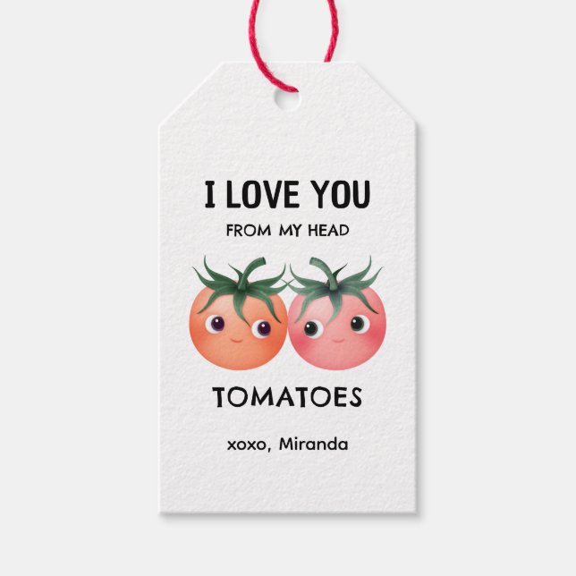Kärlek från mina Valentineser för hjärttomater Presentetikett (Framsidan)