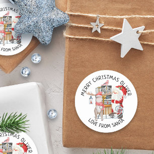 Kärlek från Santa God jul Kids Namn Runt Klistermärke