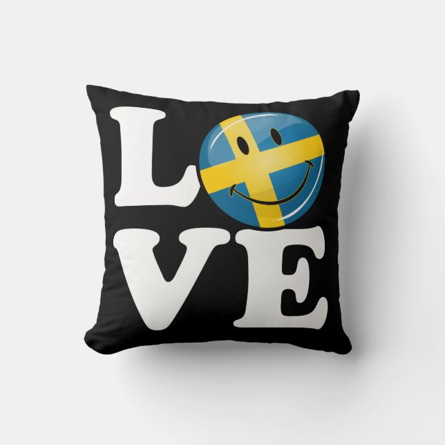 Kärlek från sverige som ler flagga kudde (Framsida)