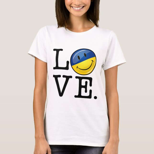 Kärlek från Ukraina som ler Flagga T Shirt (Framsida)
