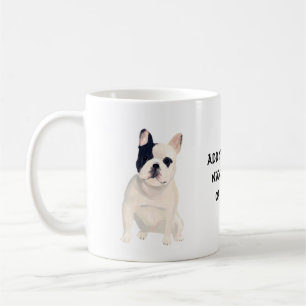 Kärlek Fransk Bulldog Cute Caricature Anpassningsb Kaffemugg