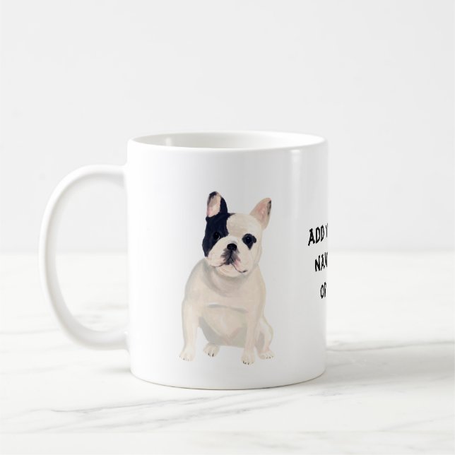 Kärlek Fransk Bulldog Cute Caricature Anpassningsb Kaffemugg (Vänster)