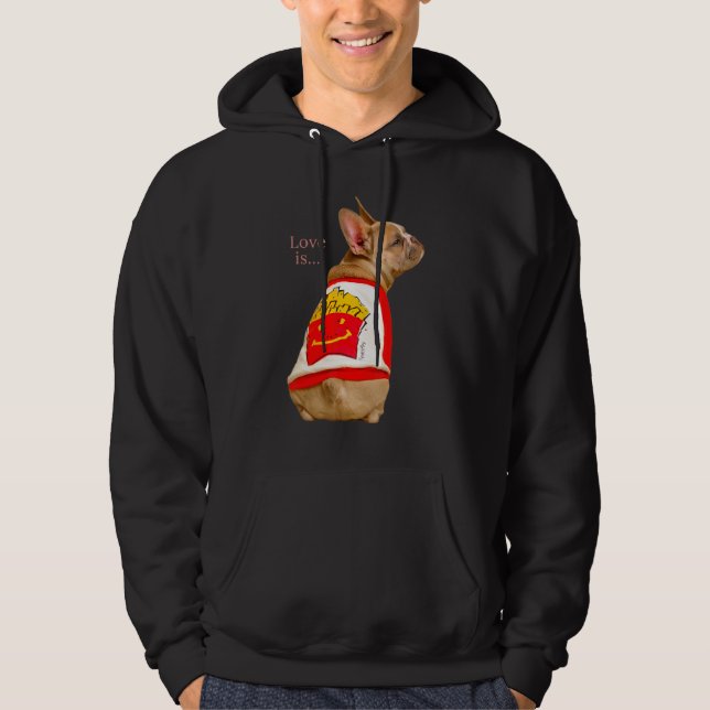 Kärlek Fransk Bulldog Frenchie Mamma Pappa Hund Pu Hoodie (Framsida)