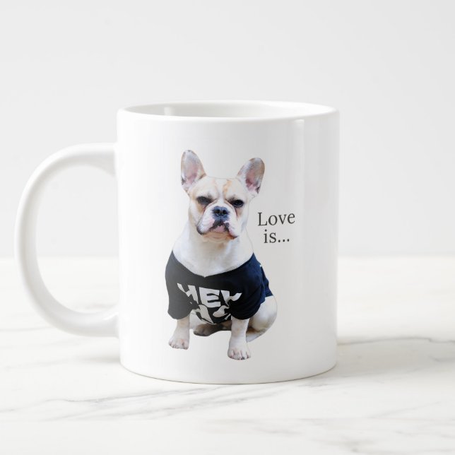 Kärlek Fransk Bulldog Frenchie Mamma Pappa Hund Pu Jumbo Mugg (Vänster)