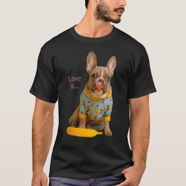 Kärlek Fransk Bulldog Frenchie Mamma Pappa Hund Pu T Shirt (Framsida)