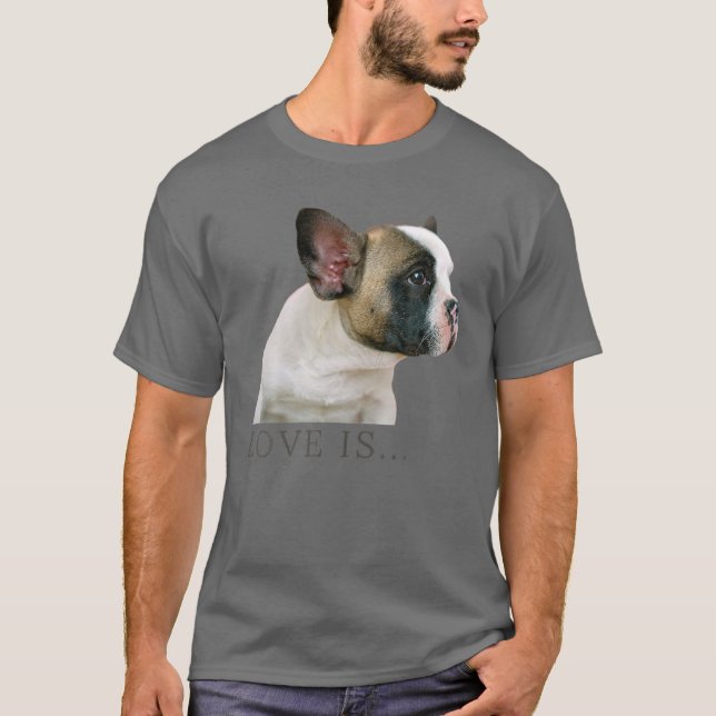 Kärlek Fransk Bulldog Frenchie Mamma Pappa Hund Pu T Shirt (Framsida)
