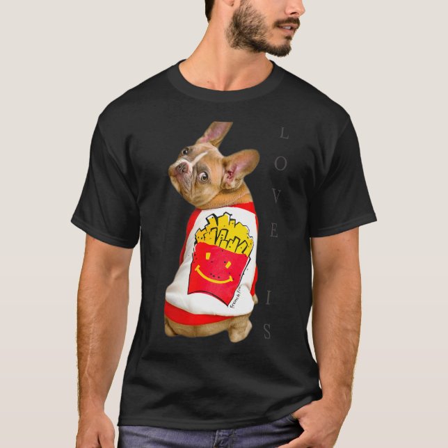 Kärlek Fransk Bulldog Frenchie Mamma Pappa Hund Pu T Shirt (Framsida)