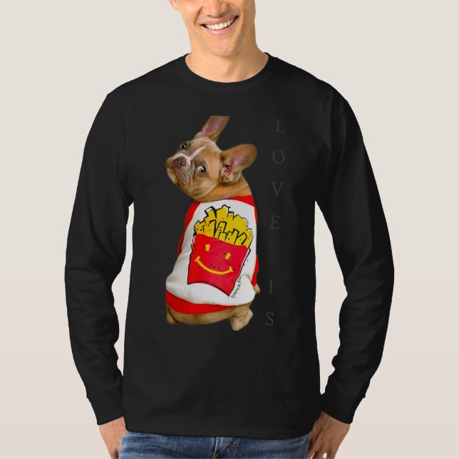 Kärlek Fransk Bulldog Frenchie Mamma Pappa Hund Pu T Shirt (Framsida)