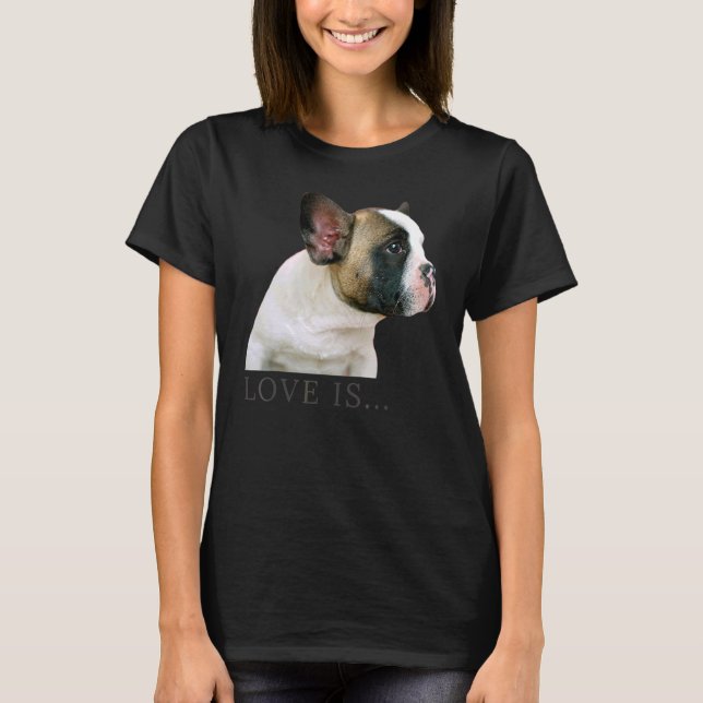 Kärlek Fransk Bulldog Frenchie Mamma Pappa Hund Pu T Shirt (Framsida)