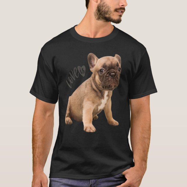 Kärlek Fransk Bulldog Frenchie Mamma Pappa Hund Pu T Shirt (Framsida)