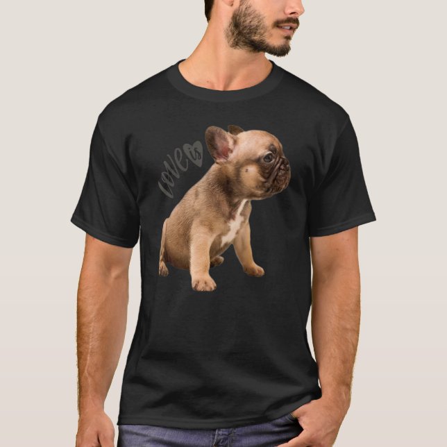 Kärlek Fransk Bulldog Frenchie Mamma Pappa Hund Pu T Shirt (Framsida)