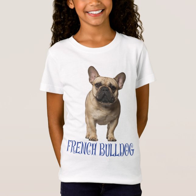 Kärlek Fransk Bulldog Puppy Hund Blue Girls Tee (Framsida)