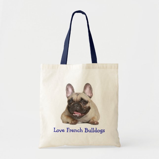 Kärlek Fransk Bulldog Puppy Hund Canvas Totebag Tygkasse (Framsidan)