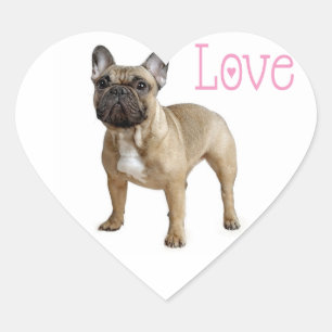 Kärlek Fransk Bulldog Puppy Hund Sticker/förseglin Hjärtformat Klistermärke