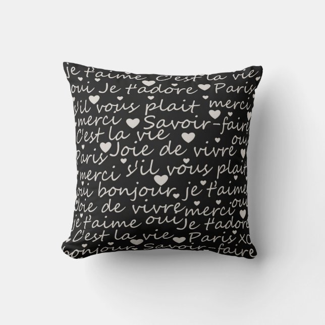 Kärlek Fransk Je t'aime Kudde (Framsida)