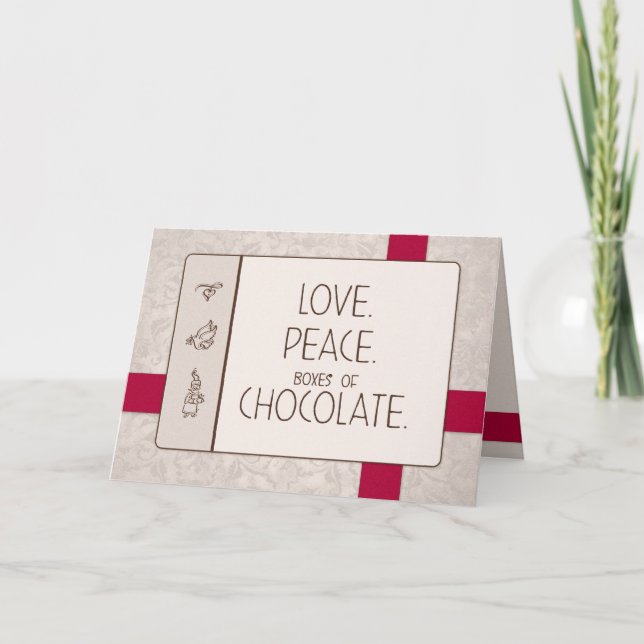 Kärlek. Fred. Choklad. Julkort Helgkort (Framsida)