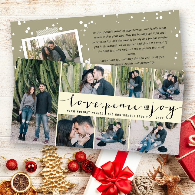 Kärlek Fred Glädje Enkel Trendig Modern Skrift Fot Julkort (Skapare uppladdad)