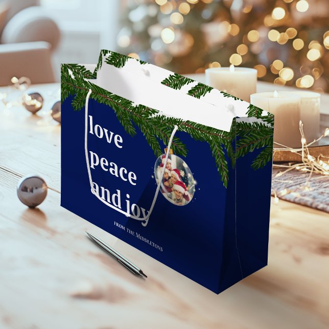 Kärlek Fred Glädje Jul Foto Marinblå Stor (Skapare uppladdad)