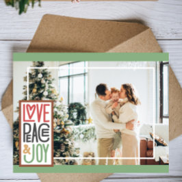 Kärlek Fred & Glädje (lägg till ditt foto) Minimal Julkort