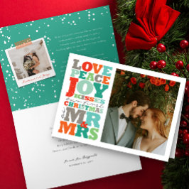 Kärlek Fred Glädje Pussar Färg Typografi Jul Helgkort
